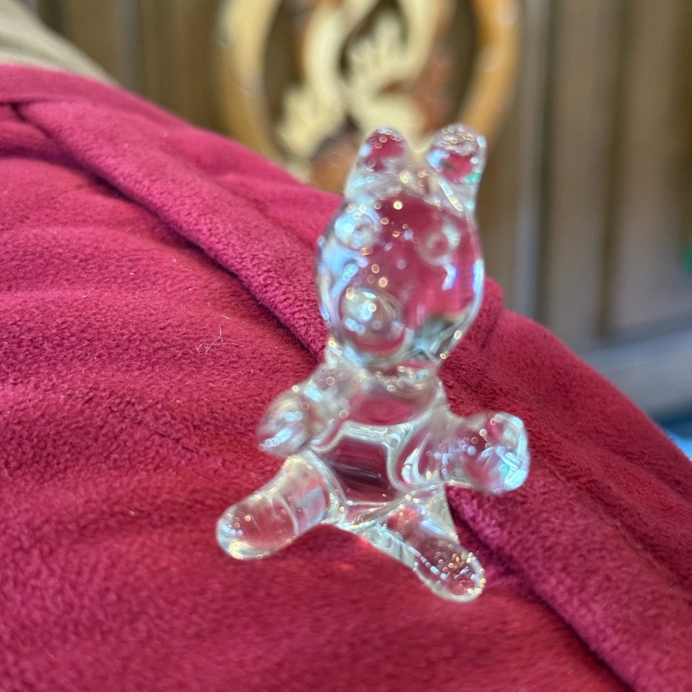 Vintage Hand Blown Clear Glass Bear Figurine